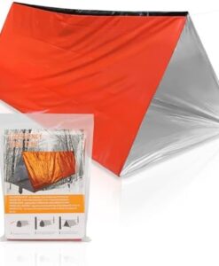 Emergency Shelter - 2pack- Person Survival Tent, Portable Reflective Mylar Survival Shelter Tarp, Waterproof and Windproof Tube Tent for Camping, Hiking and Outdoor Activities - Orange  Sports & Outdoors